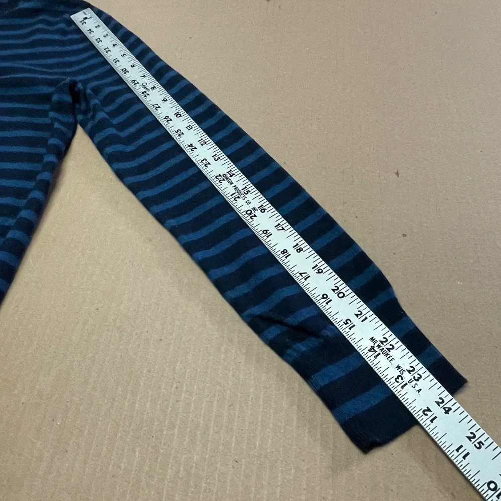 Banana Republic Baruffa Sweater Medium Blue Stripe Italian Merino Wool Crew Neck